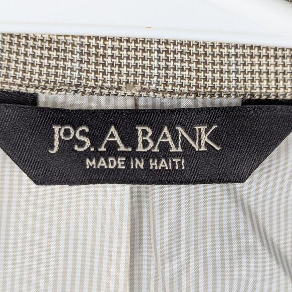 Jos A Bank 43R Beige Linen Wool Blazer Sport Coat Mens Two Button Made in Haiti - Picture 3 of 5